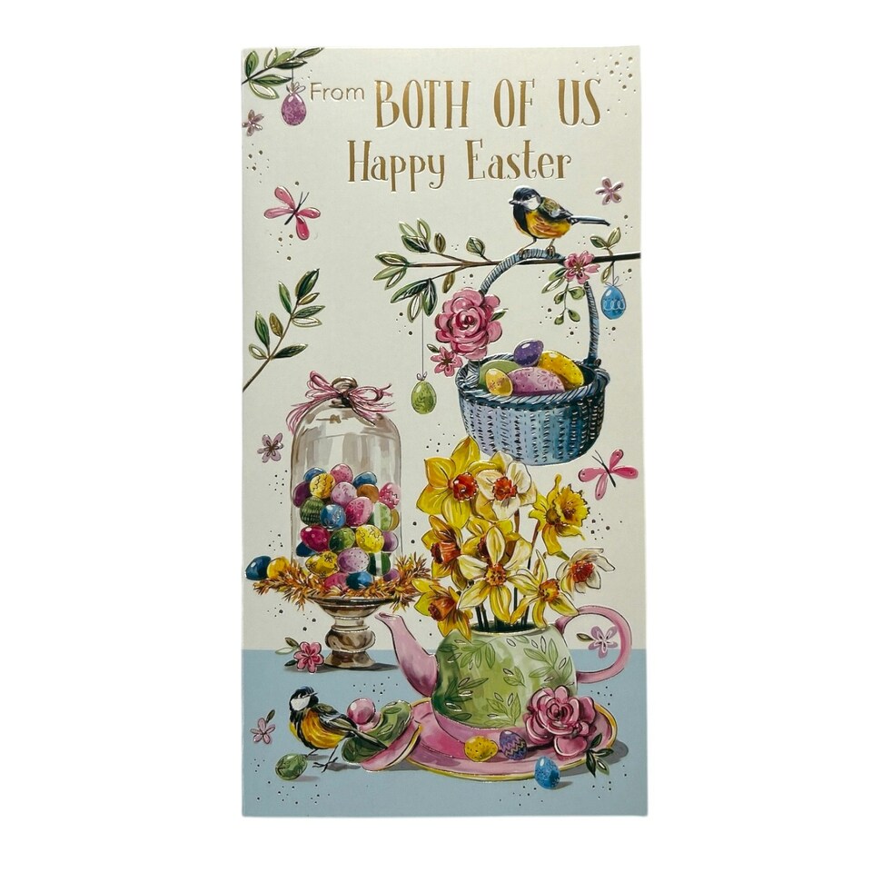 image 1 of From Both Of Us Chicks And Eggs Floral Easter Card