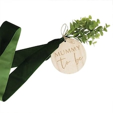 Baby Shower Mummy To Be Belly Velvet Sash With Wooden Tag