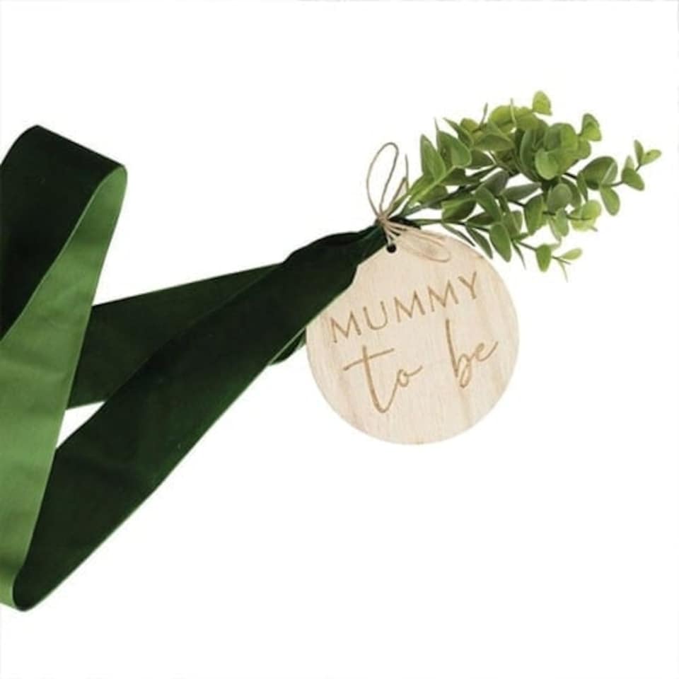 Baby Shower Mummy To Be Belly Velvet Sash With Wooden Tag