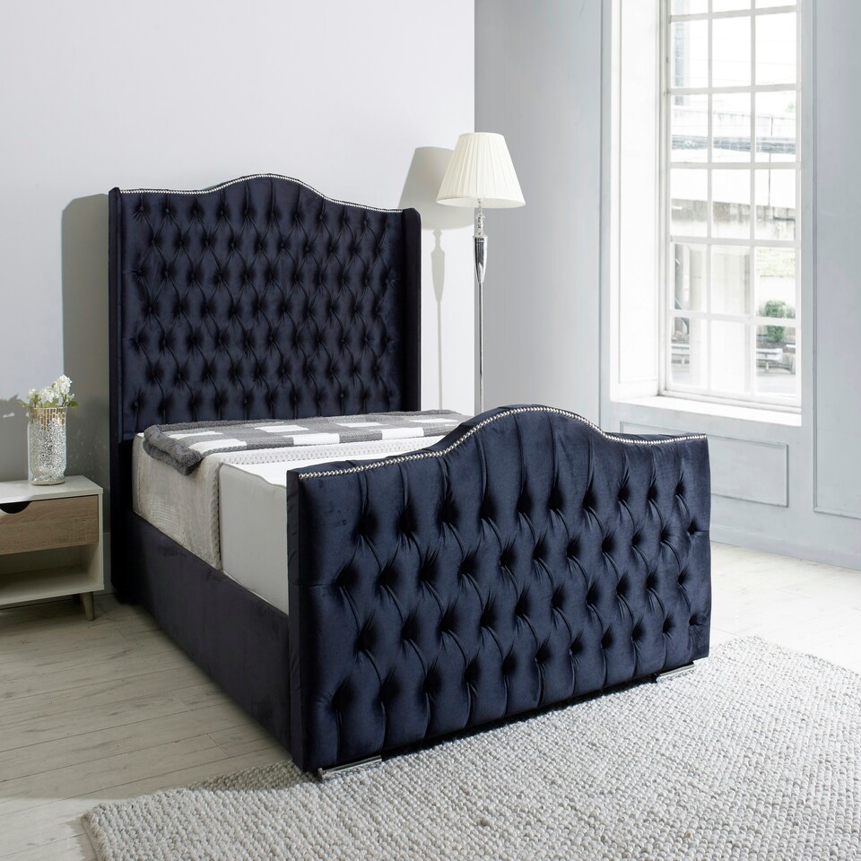 image 1 of Saturn Wing Plush Single Bed Frame - Black