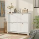 image 6 of HOMCOM Narrow Shoe Cabinet with 4 Flip Drawers Adjustable Shelves White | Gold | 119.5W x 23.5D x 87H cm