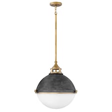 Hinkley Fletcher 3 Light Pendant Aged Zinc with Heritage Brass