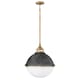 image 1 of Hinkley Fletcher 3 Light Pendant Aged Zinc with Heritage Brass