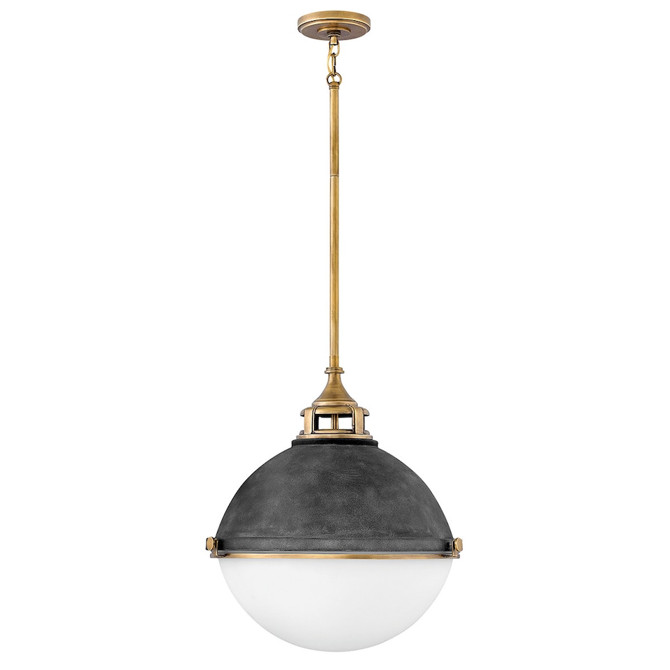 image 1 of Hinkley Fletcher 3 Light Pendant Aged Zinc with Heritage Brass