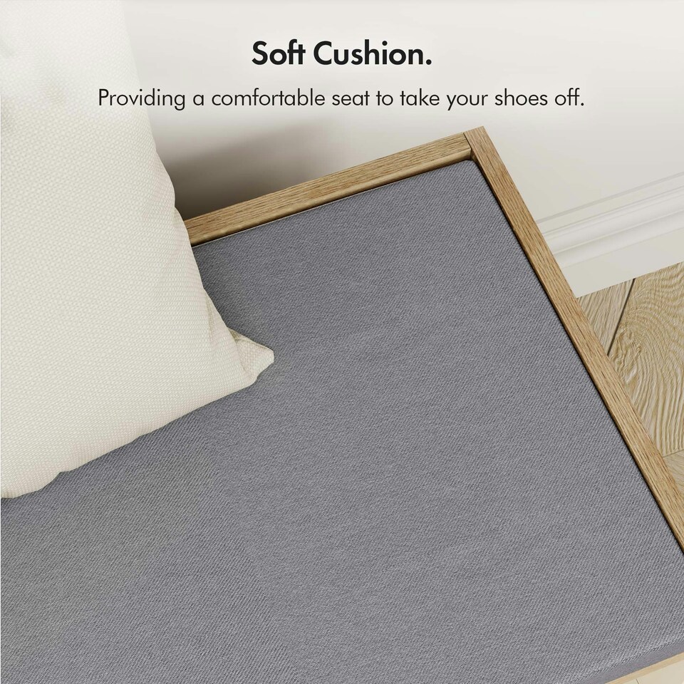 image 1 of VonHaus Hallway Shoe Storage Bench with Seat Cream