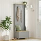 image 6 of VonHaus Grey Coat Rack Stand and Shoe Storage Bench for Hallway