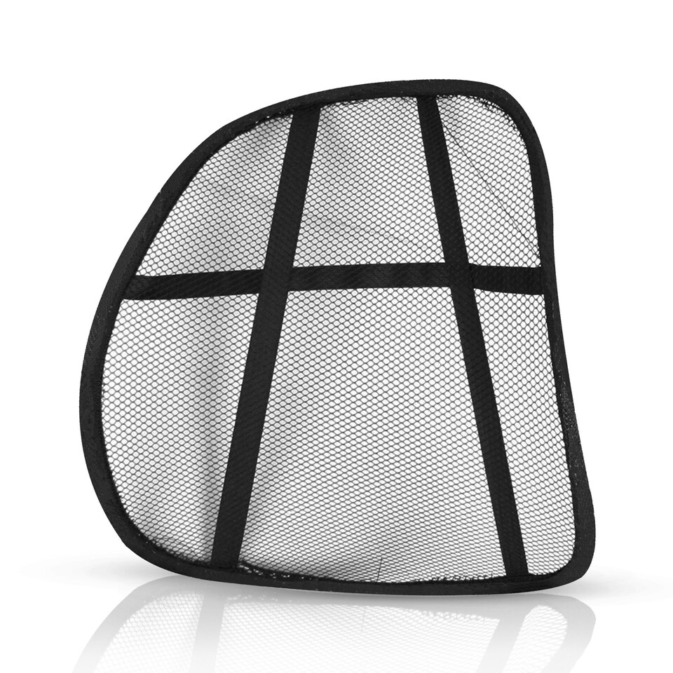 image 1 of Black Mesh Lumber Back Support for Office Chair & Car Seat With Air Flow