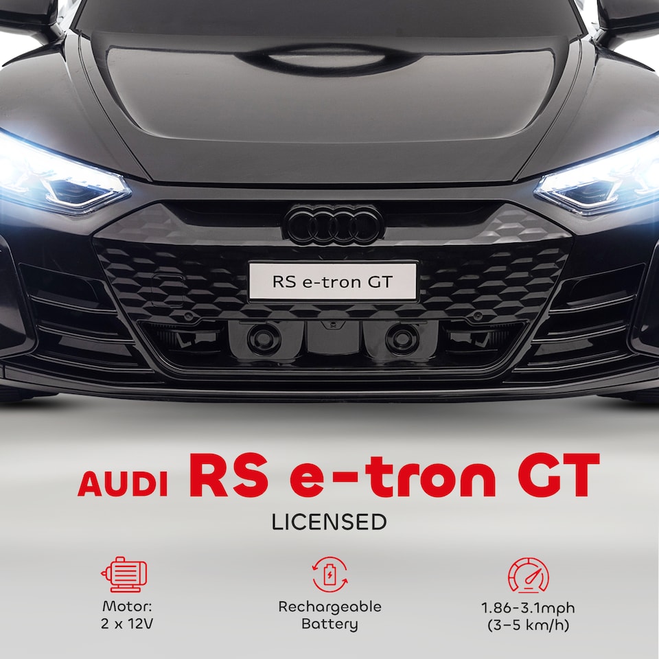 image 1 of HOMCOM Audi RS e-tron GT Licensed Electric Car for Kids, 12V Battery Powered Electric Ride on Toy with Remote Control Music, Suspension Wheels, Soft Start, for 3-5 years, Black