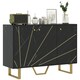 image 1 of HOMCOM Sideboard Storage Cupboard with Metal Legs for Living Room, Black Black | Gold