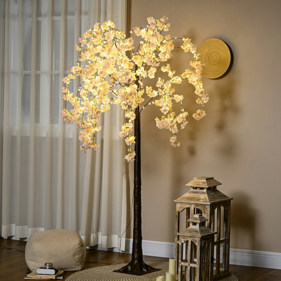 image 1 of HOMCOM 180cm Cherry Blossom Tree Light with 350 LED Lights Fake Sakura Tree