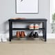 image 3 of Metal Shoe Bench with Storage Shelfs For Entryway Hallway Seating | Black