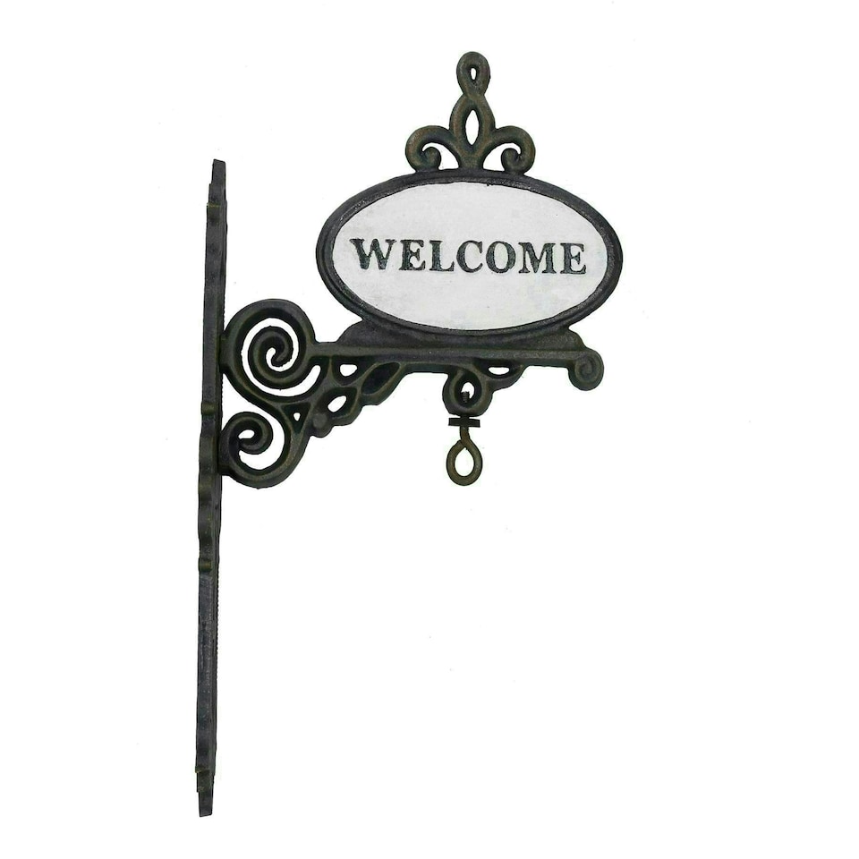 image 1 of Welcome Bell Cast Iron Sign Door Wall Fence Gate House Doorway Entry Garden