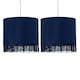 image 1 of First Choice Lighting Set of 2 Tassel Navy Blue Velvet with Chrome Inner Easy Fit 25cm Pendant Shades Blue | Chrome
