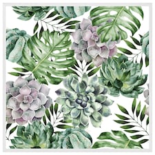 Watercolour botanical leaves (Picture Frame) White | XL