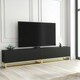 image 2 of Modular TV Unit 200cm Black Matt with Fluted Fronts and Gold Base Black