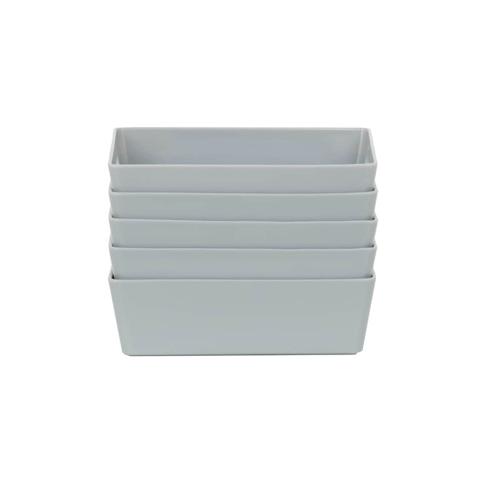 image 1 of Wham Studio 5 x 770ml Rectangular Plastic Storage Baskets Ice White Grey