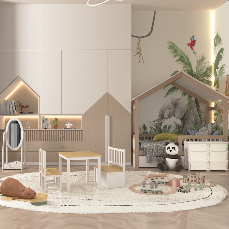 image 1 of HOMCOM Kids Storage Units with Drawers Chest Dresser Tower | Cream | 75 x 37 x 56.5cm