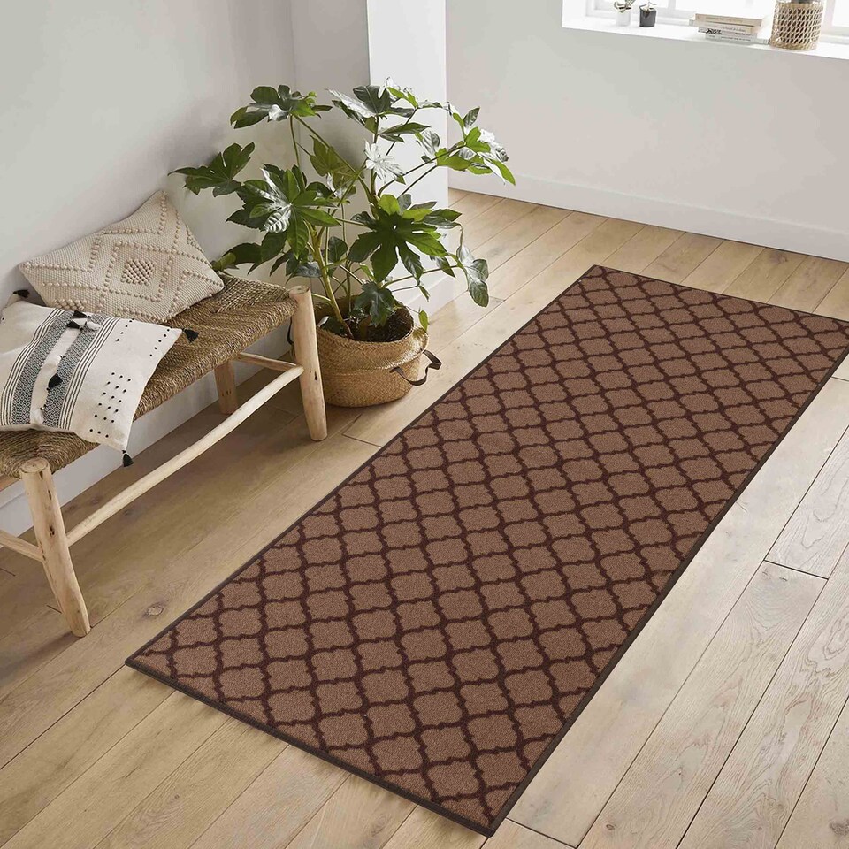 image 1 of Machine Washable Trellis Design Anti Slip Doormats - Runners