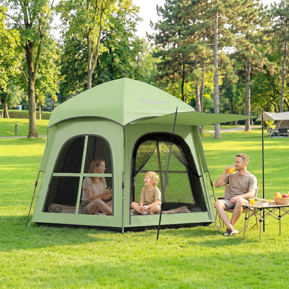 image 1 of Outsunny Pop Up Tent 3000mm Waterproof for 3-4 Person Green | Green | Green | 280 x 240 x 158 cm