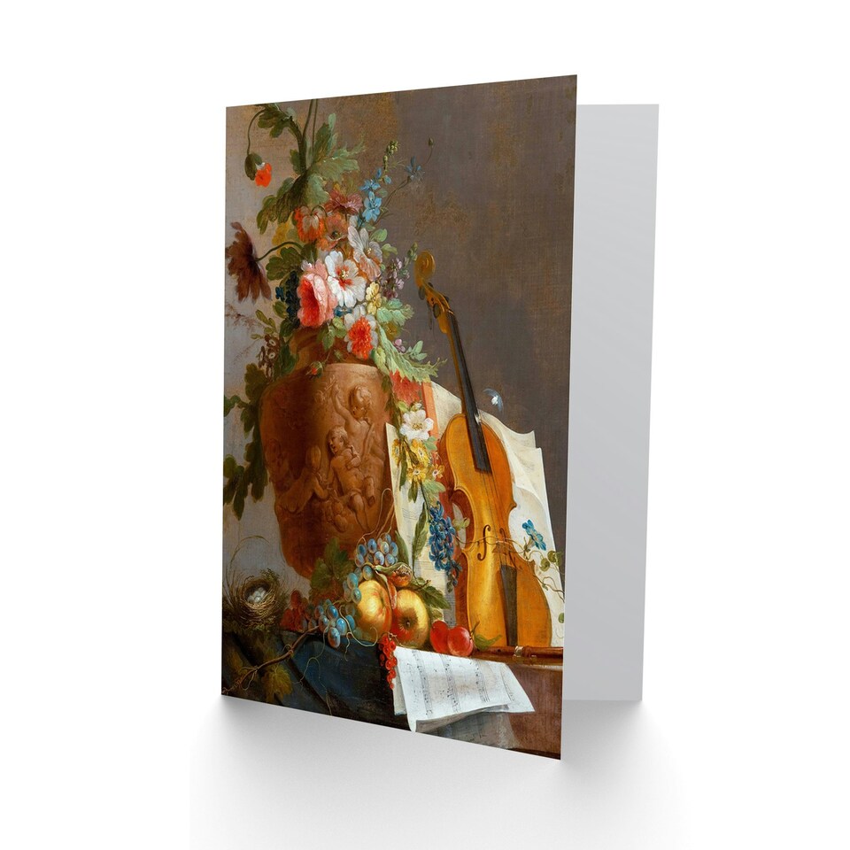 image 1 of Still Life Bachelier Flowers Violin Art Blank Card