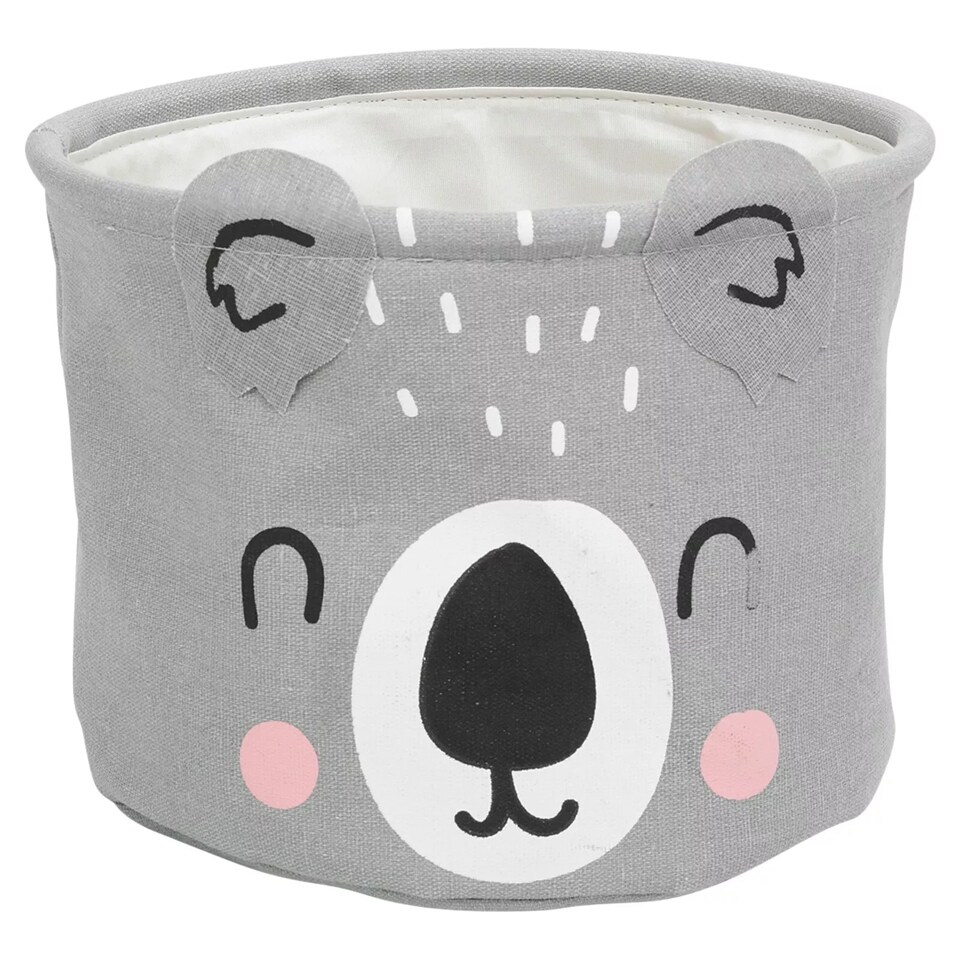 image 1 of 2 Pc Kids Animal Character Storage Baskets Toys Space Saving Organiser Hampers | Grey | Grey Koala Bear
