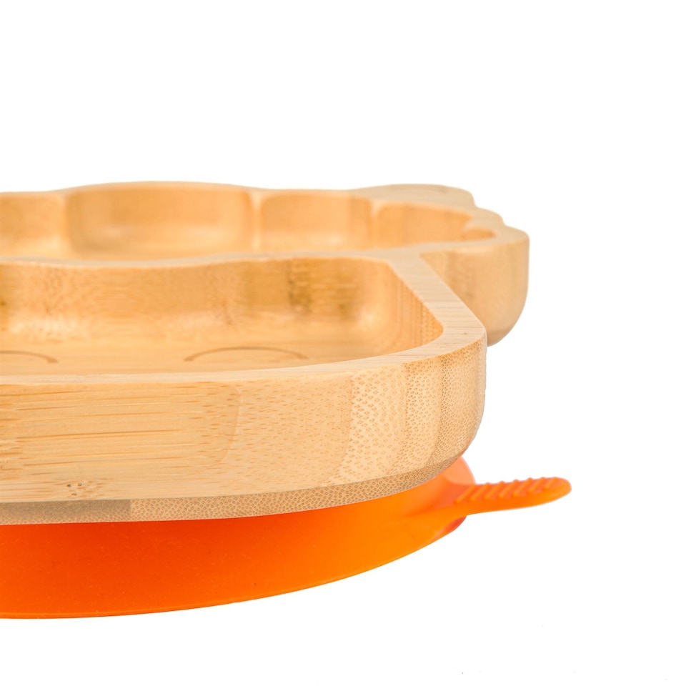 image 1 of Tiny Dining Bamboo Suction Plate - Llama/Orange - Divided Non-Slip Bamboo Self-Feeding Baby Weaning Plate | Orange | Orange