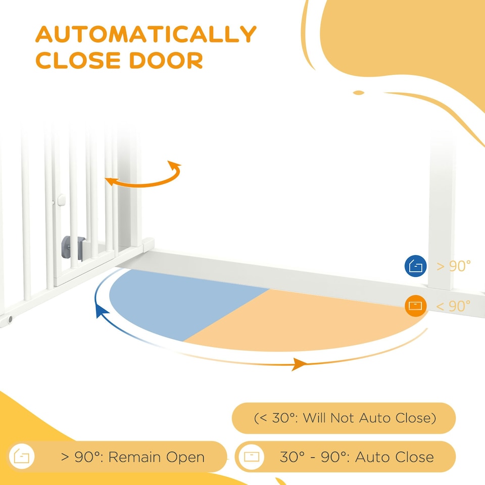 image 1 of PawHut Pressure Fit, Safety Gate Dog Gate w/ Small Cat Door Opening, 74-80cm