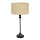 image 3 of ValueLights Maggie Black Metal Candlestick Slim Table Lamp with Natural Fabric Drum Lamp Shade