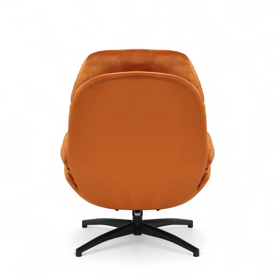 image 1 of Velvet Orange Brenna Swivel Armchair with Footstool