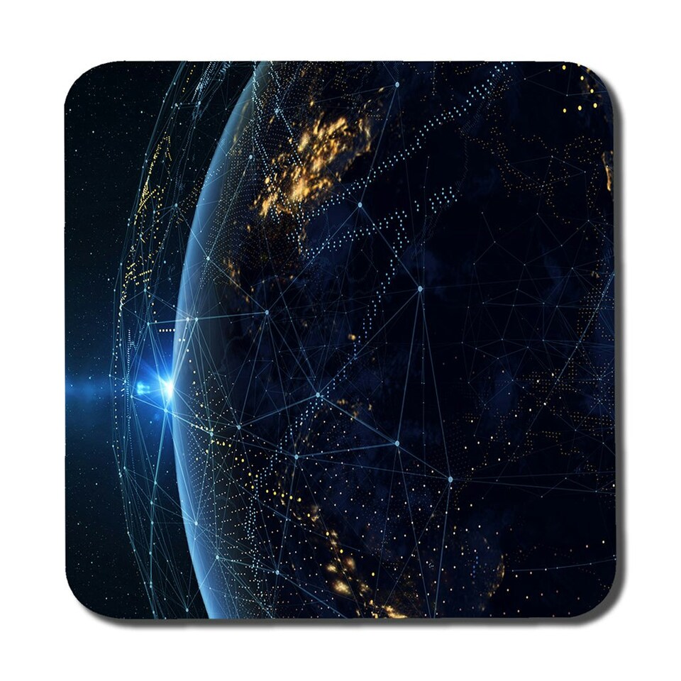 image 1 of Connection lines Around Earth Globe (Placemat & Coaster Set)