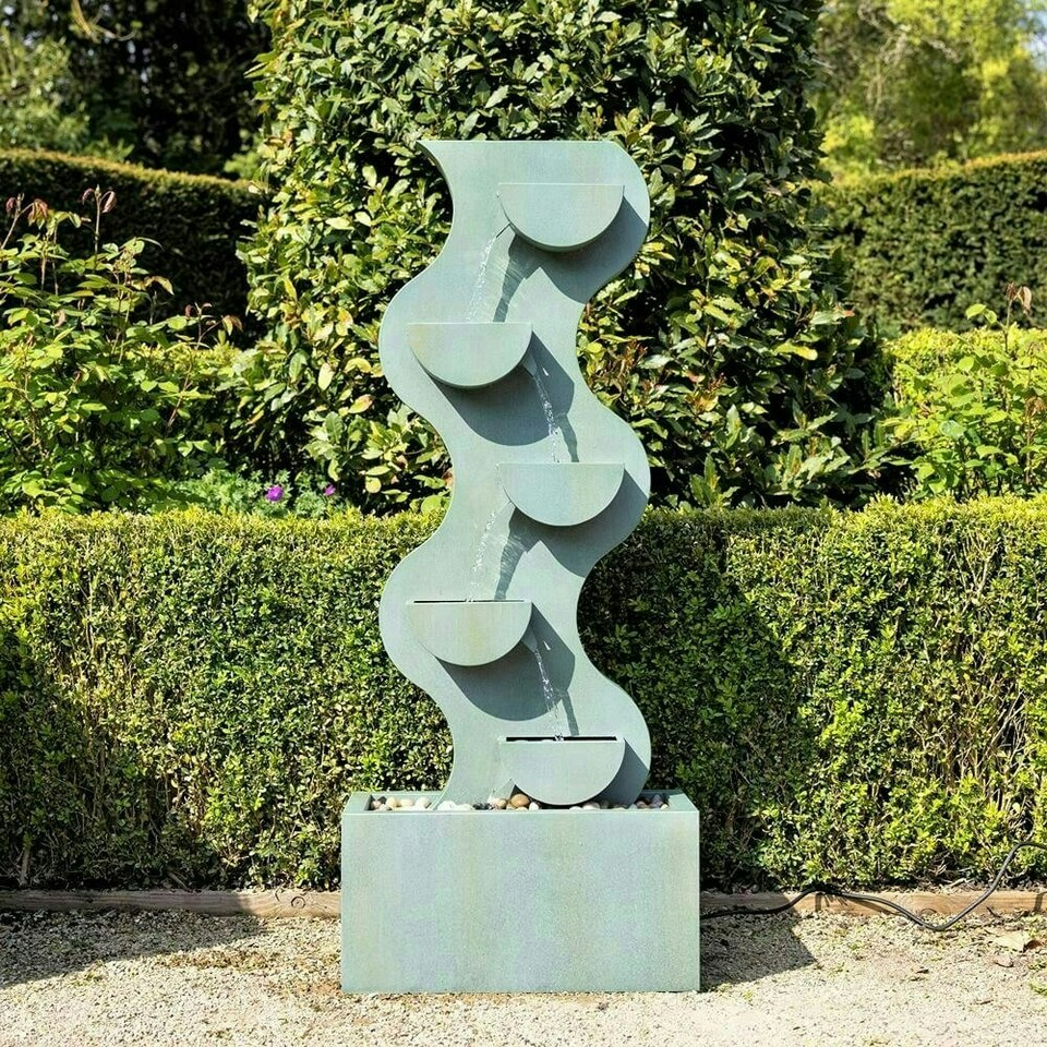 image 1 of Primrose Monsanto 5 Tiered Cascading Zinc Water Feature Grey 122cm
