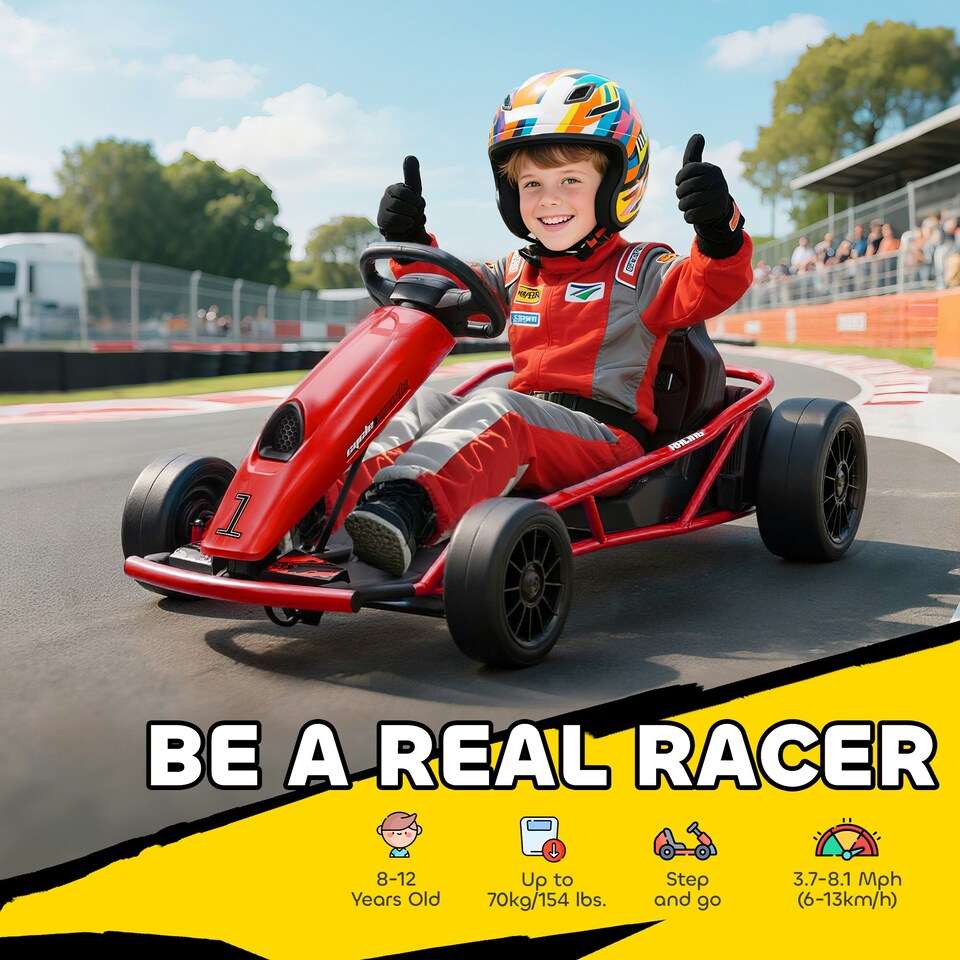 image 1 of HOMCOM 24V Electric Go Kart for Kids with Music, Horn Honking, Slow Start