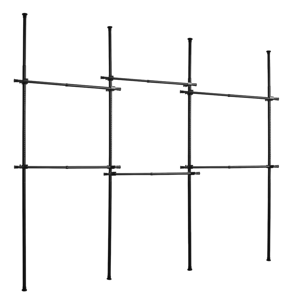 image 1 of House of Home Telescopic Clothes Rail Triple Wardrobe Hanging Rack Adjustable Storage Black | Black | Not provided