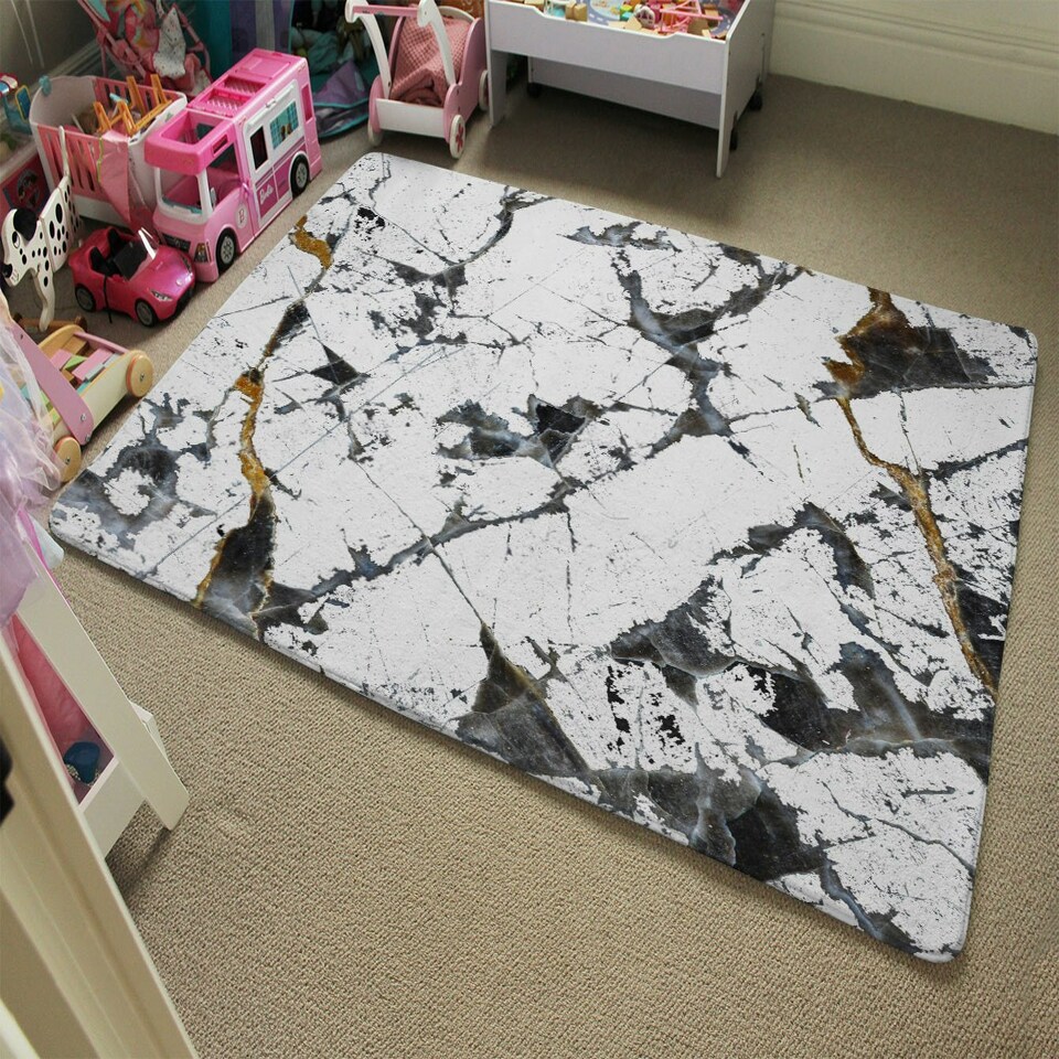 image 1 of Black & Gold Marble (Rug) Multi | Medium: 80x150cm