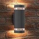 image 2 of Auraglow Outdoor Double Up & Down Wall Light - ELTON | Grey | Anthracite/Warm White