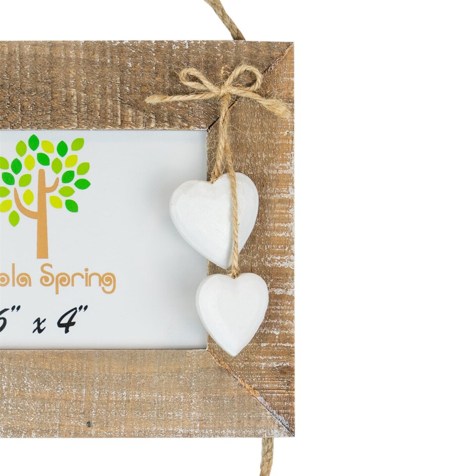 image 1 of Nicola Spring Rustic White Hearts Hanging 3 Photo Frame - 6 x 4" - Natural