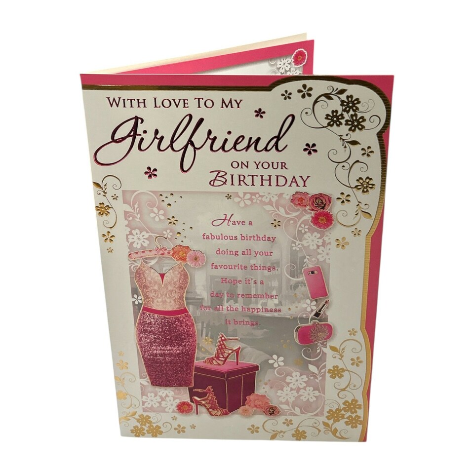 image 1 of Girlfriend Pink Dress and Sandals Design Opacity Birthday Card