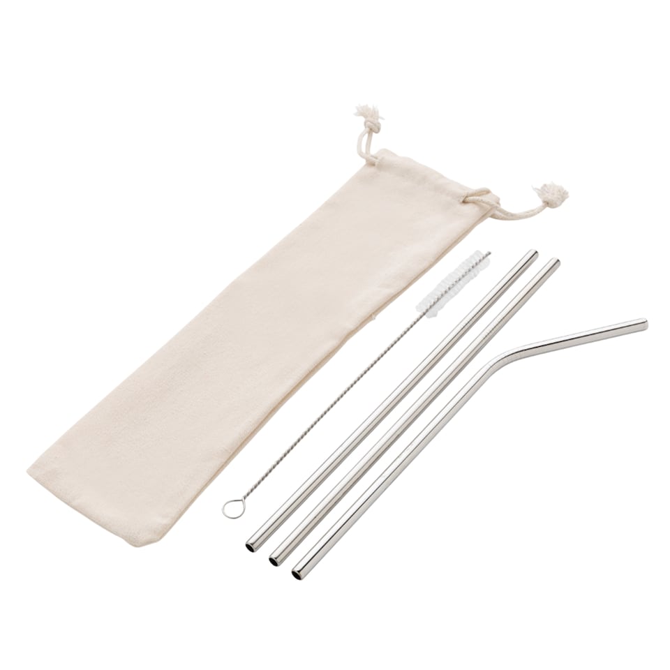 image 1 of XD Collection Stainless Steel Straw Set (Pack of 3) | Silver | Silver | One Size | 1