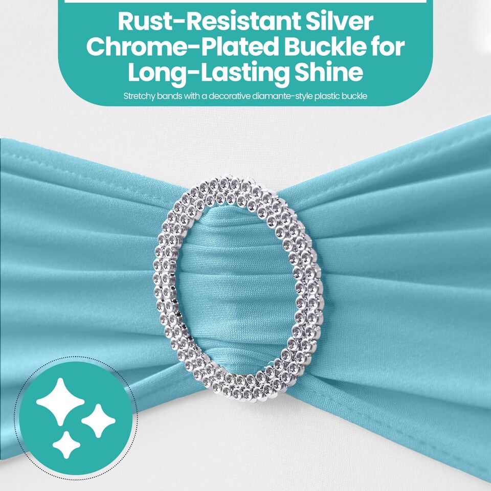 image 1 of 13"x5" Spandex Chair Bands with Slider Buckle, Elastic Chair Sash - 10pcs