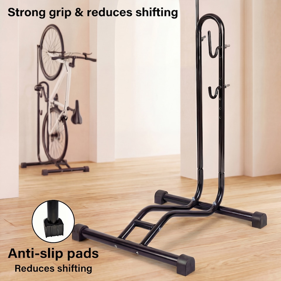 image 1 of MONVELO Bike Rack Floor Stand Bicycle Parking Freestanding Storage Outdoor Black