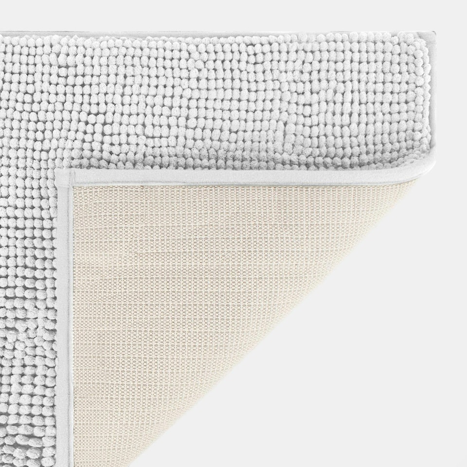 image 1 of OHS Soft Microfibre Non-Slip Absorbent Noodle Bobble Chenille Runner Bath Mat, 45x110cm - White White | 45x110cm