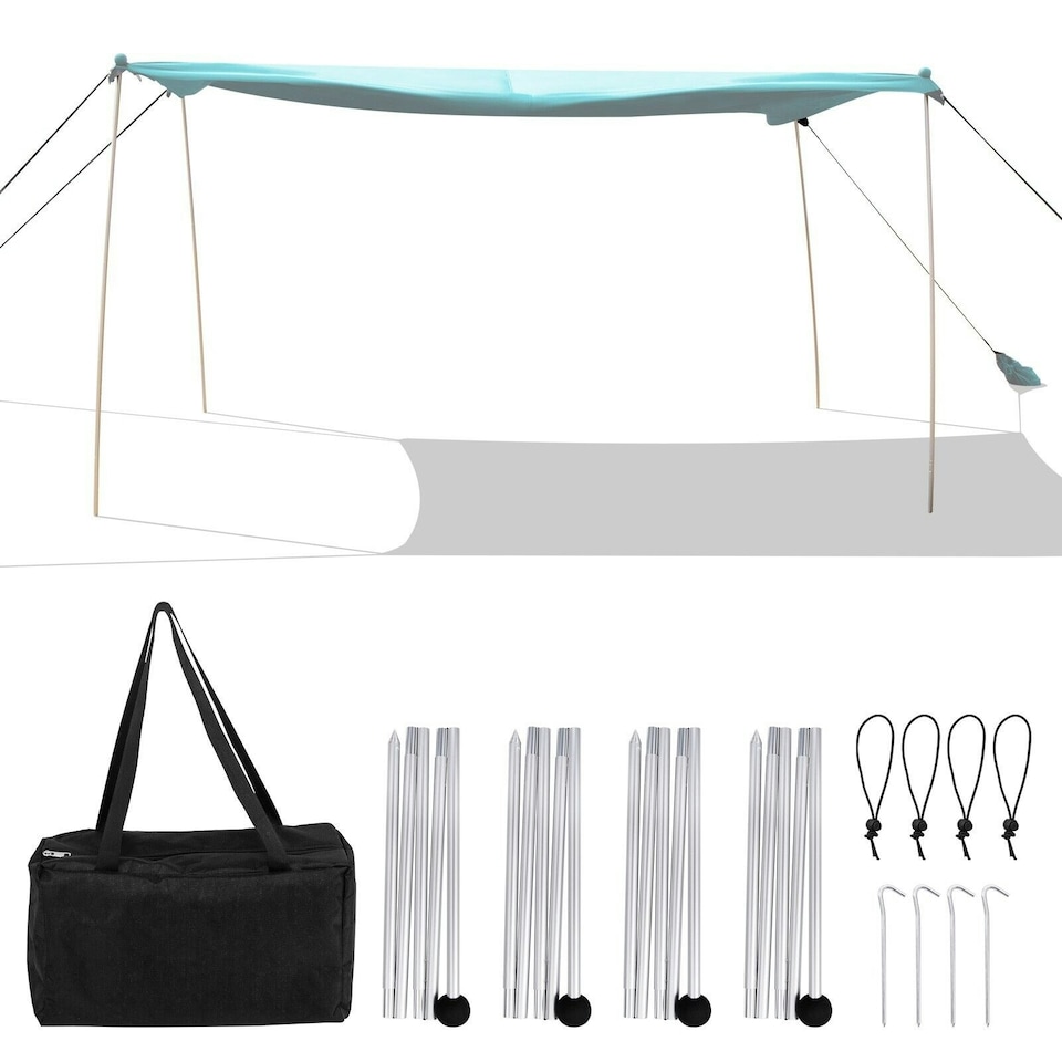 image 1 of COSTWAY Beach Canopy Shields 300 x 300 cm Tent Sun Shelter Green Green