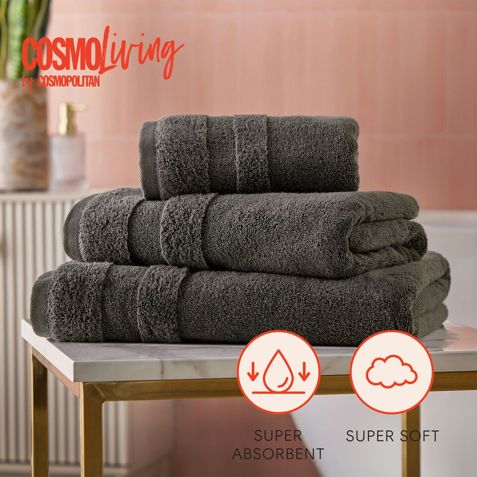 image 1 of Cosmo Living Supersoft Towels 100% BCI Cotton Grey | Charcoal | Bath sheet