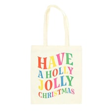 Holly Jolly Christmas Tote Bag White