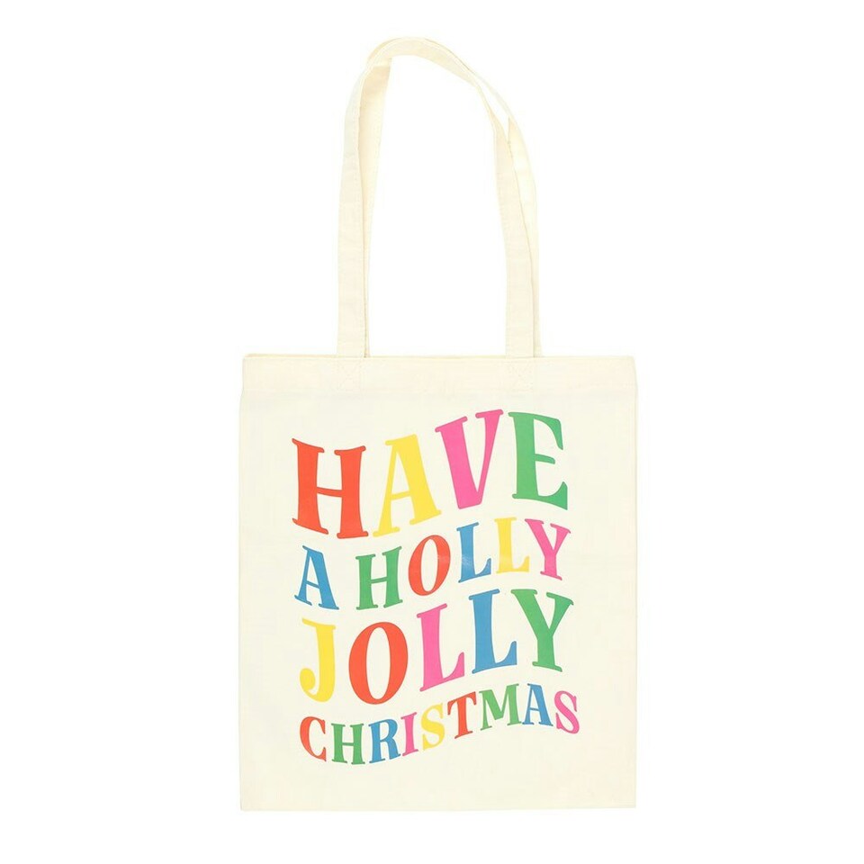 image 1 of Holly Jolly Christmas Tote Bag White