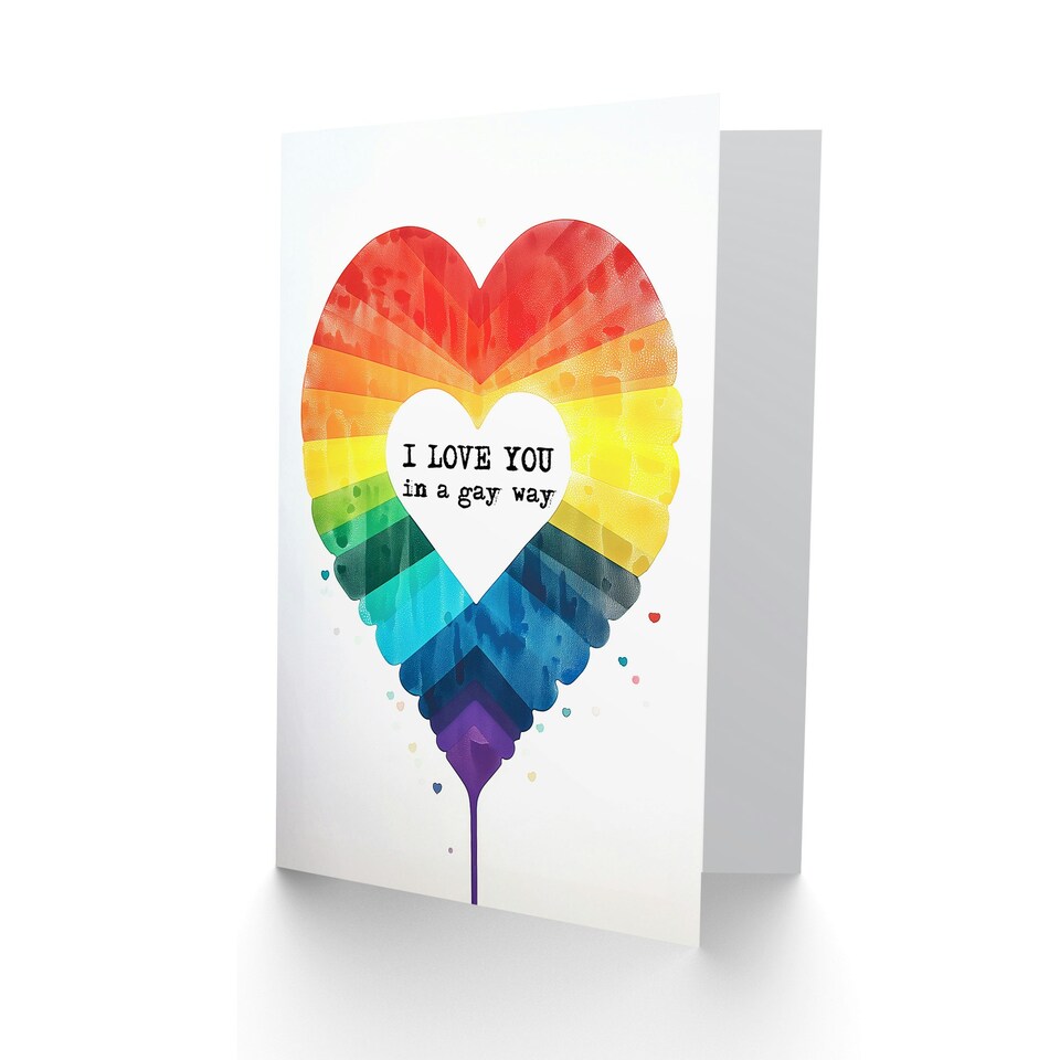 image 1 of Rainbow Heart Gay Love Anniversary Valentines Day Card