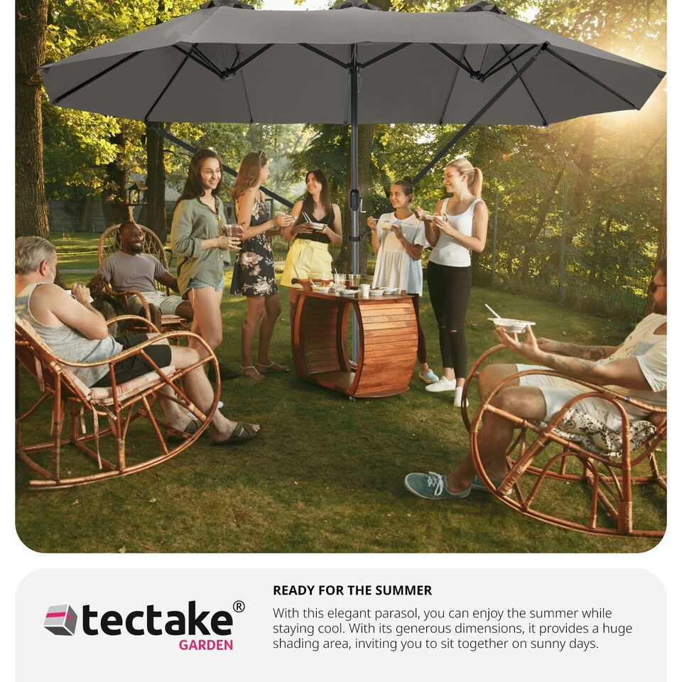 image 1 of Parasol Silia - extra wide, 460 x 270 cm, height-adjustable, cover included Grey