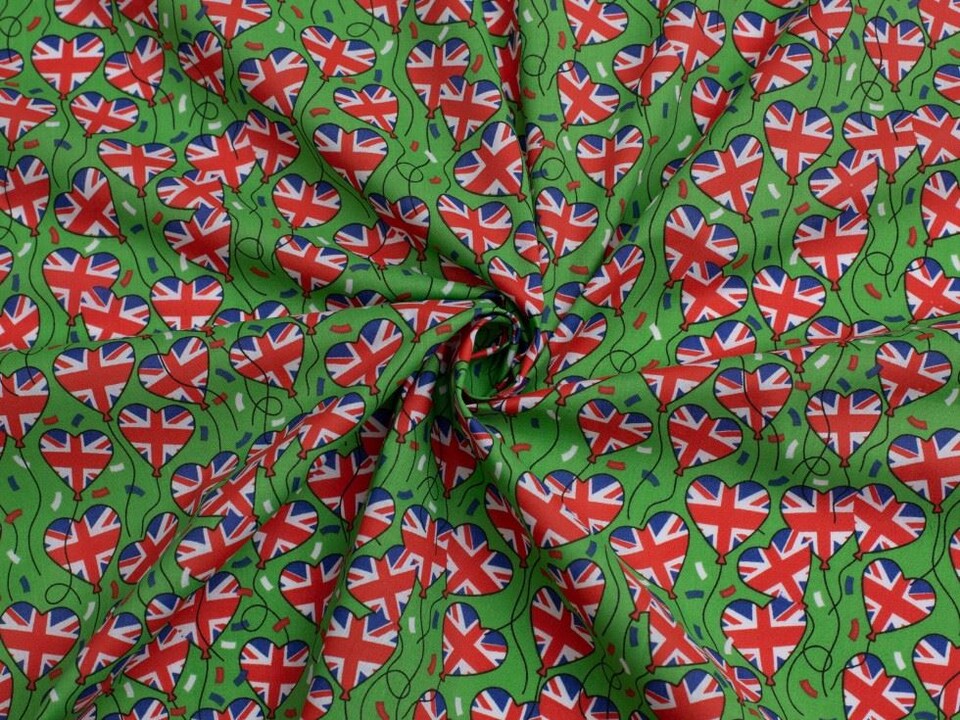 Green Printed Polycotton Fabric for Dressmaking, 112.5cm / 44" Wide - per metre