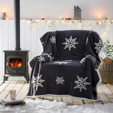 Snowflake Grey Sherpa Fleece Throw