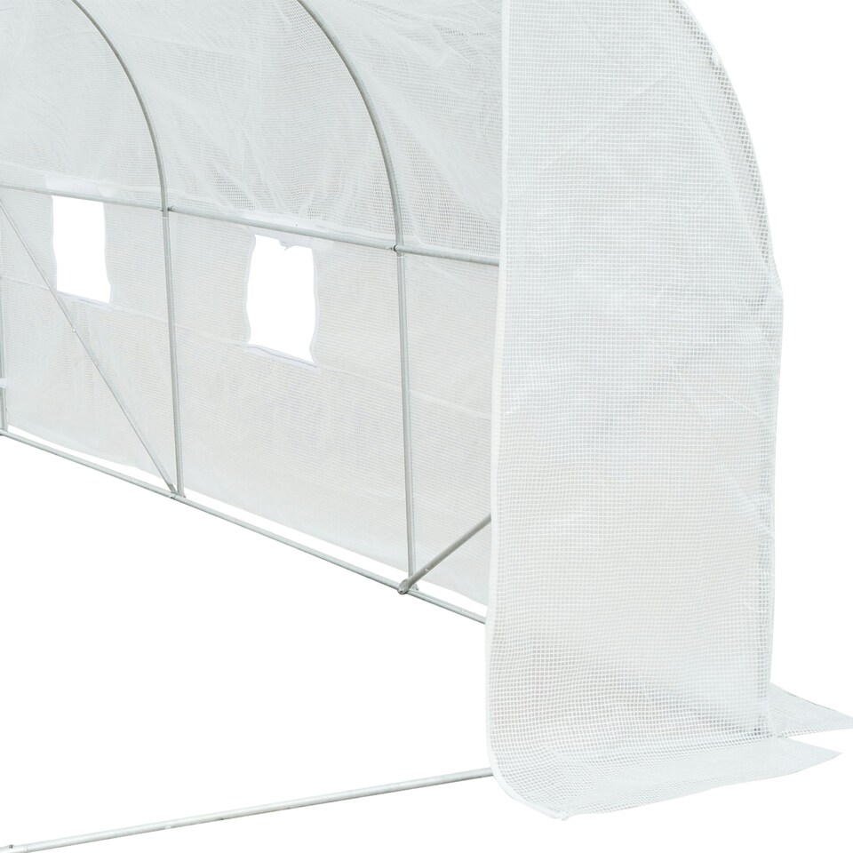 image 1 of Outsunny Walk-In Polytunnel Greenhouse w/ Roll Up Door Windows, 3.5x3x2 m White